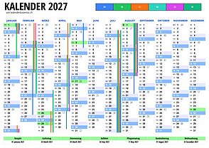 12-Monats-Kalender auf einer Seite