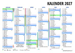 Vollständiger Jahreskalender (Almanach)