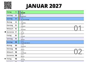 Monatskalender 2027 PDF