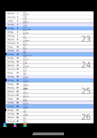 Kalender Juni 2050 im Hochformat mit Notizbereich