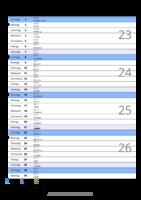 Kalender Juni 2070 im Hochformat mit Notizbereich
