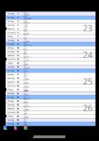 Kalender Juni 2075 im Hochformat mit Notizbereich