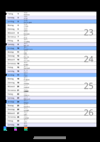 Kalender Juni 2091 im Hochformat mit Notizbereich