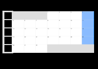 Kalender Februar 2091 im Querformat