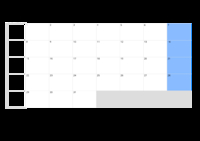 Kalender Juli 2075 im Querformat